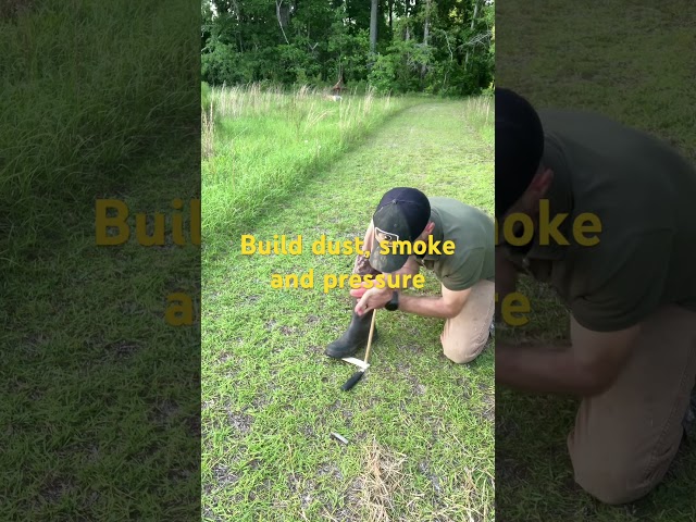 Floating Hands: Hand Drill friction fire demo.🔥