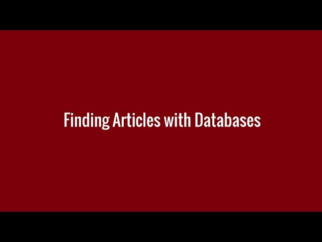 Finding Articles with Databases