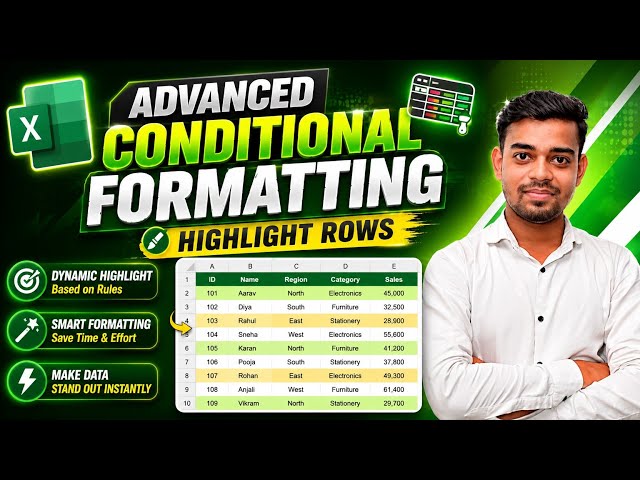 Advanced Conditional Formatting in Excel | Highlight Entire Rows Automatically 🔥