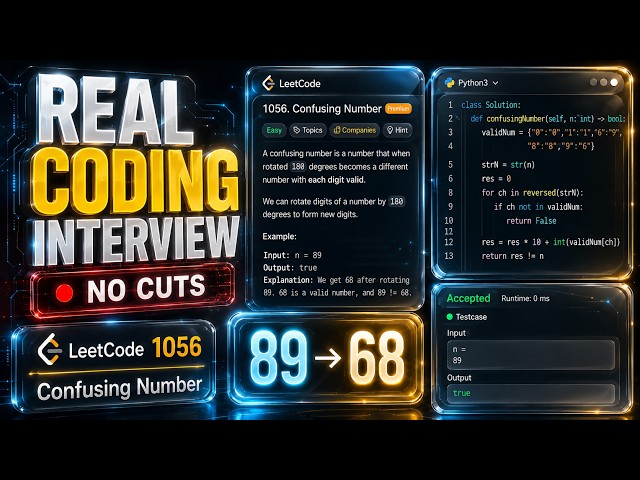 No Cuts: LeetCode 1056 Confusing Number Mock Coding Interview in Python