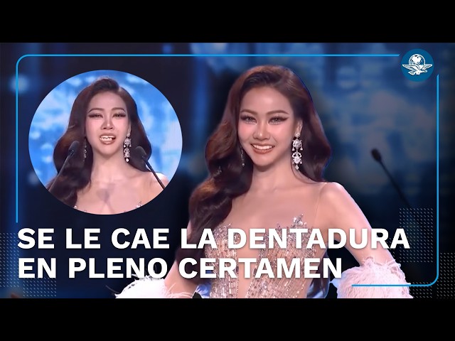 Modelo sufre vergonzoso percance en pleno certamen de belleza; se le cae la dentadura