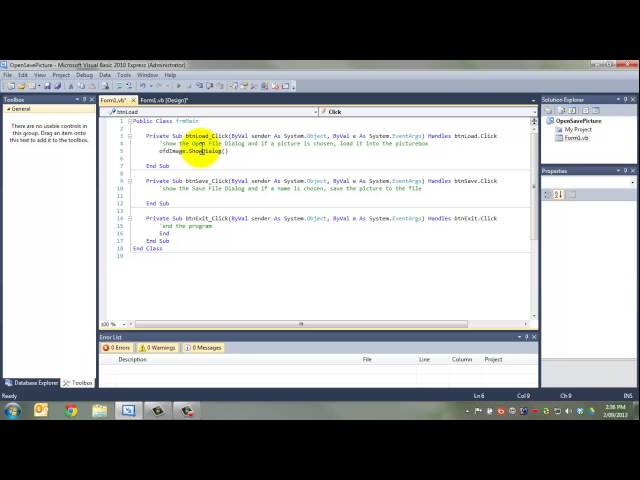 Visual Basic 2010: Open and Save File Dialogs