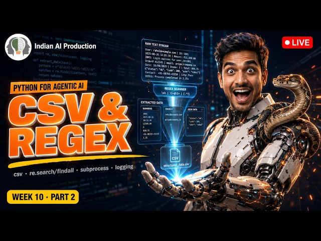 Extract LLM Data with Python Regex & Parse CSVs (Hindi) | Agentic AI Engineers 🔴 W10·P2