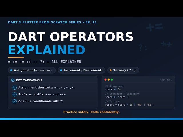 Dart Tutorial for Absolute Beginners 2026 | Assignment, Increment/Decrement & Ternary (Ep.11)