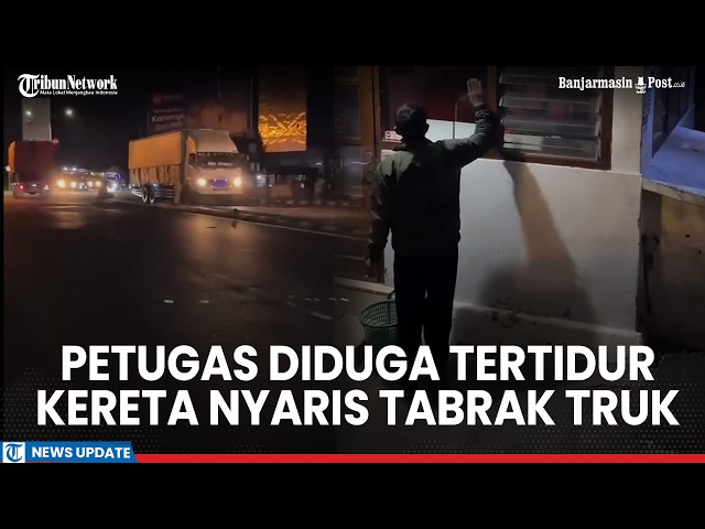 Railway Crossing Guard Allegedly Asleep, KA Brantas Nearly Hits Trucks