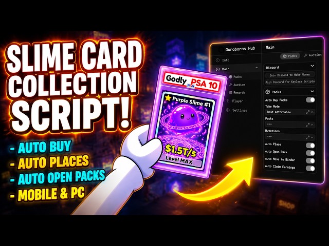 Slime Card Collection Script - (NO KEY) Auto Farm, Auto Places, Auto Open Packs & More