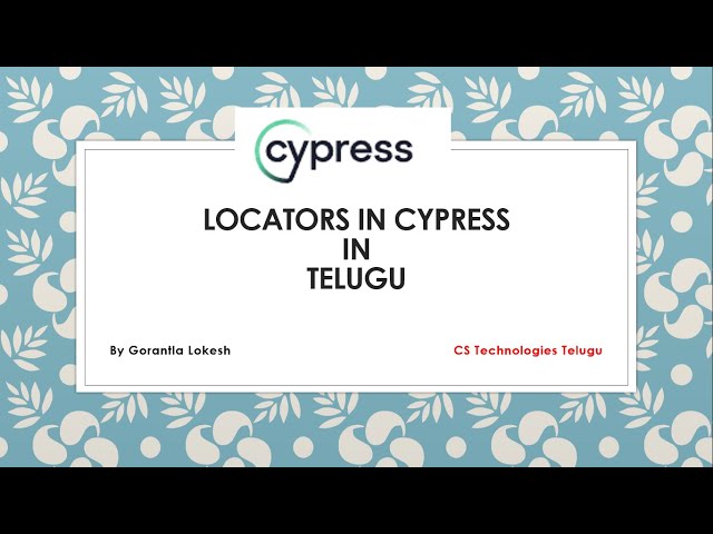 Cypress Beginner Part 8: Locators in Cypress | Telugu