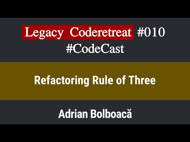 Code Cast: Legacy Coderetreat Episode 10 - Refactoring Rule of Three [Java]