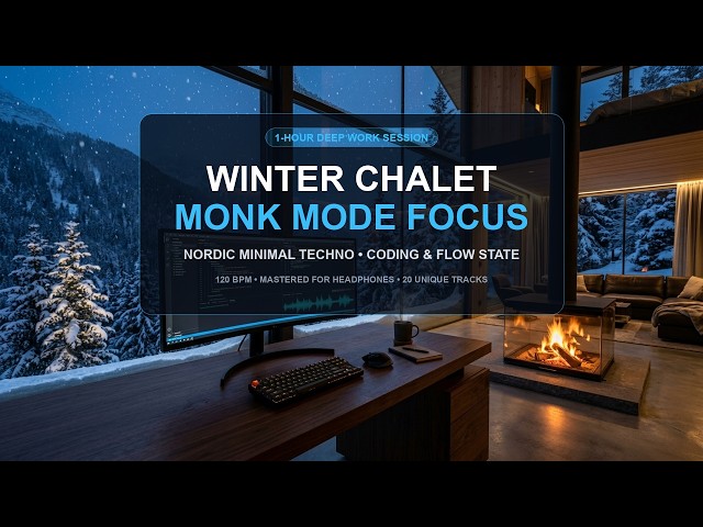 WINTER CHALET FOCUS — 1-Hour Deep Work & Nordic Minimal Techno (Cold Snow, Warm Focus)