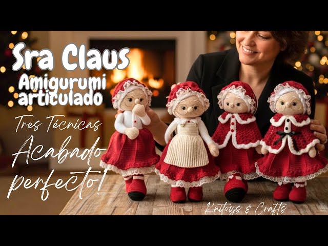 SRA CLAUS Mamá Noela AMIGURUMI crochet | TRES TECNICAS Básicas: Encaje, Elástico y Punto con relieve
