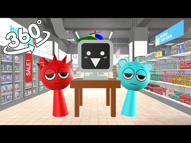 Incredibox Sprunki RADDY, SKY, MR.FUN COMPUTER In Supermarket! 360° VR