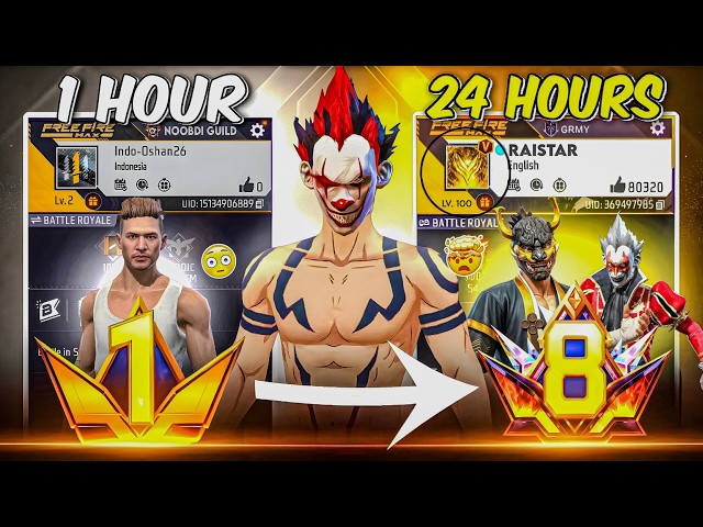 Transforming ₹10 Noob ID Into Level 8 PRIME IDin Just 24 Hour 😱 - Garena Free Fire