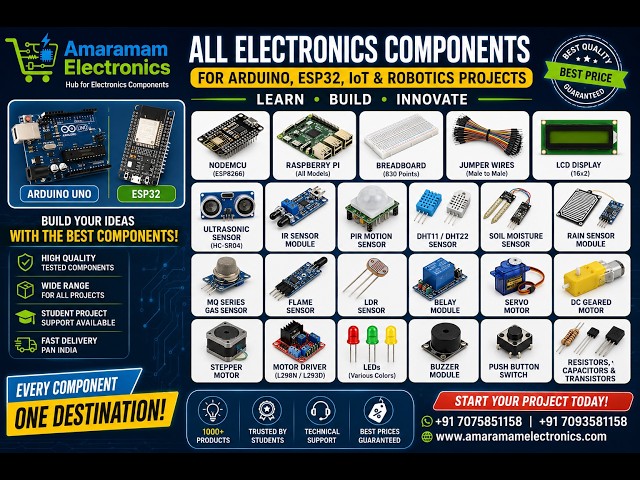 🚀 Build amazing Arduino, ESP32, Robotics, and IoT Projects with high-quality components .
