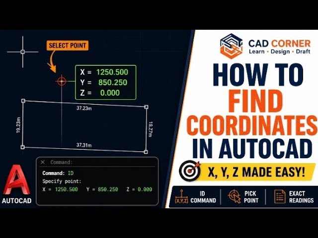 How to find coordinates in AutoCAD | X, Y & Z axis 