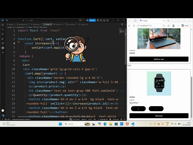 How to increase/decrease quantity and remove a product #tutorial #tamil #reactJs