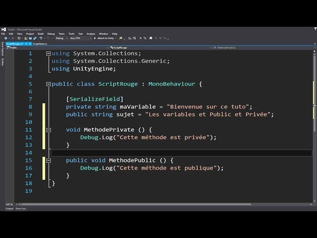 Variables et méthodes public quand on débute avec UNITY