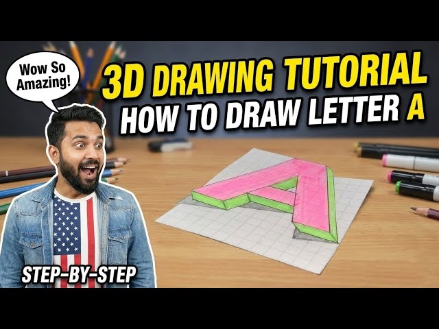 So Amazing 3D  Drawing Tutorial  How to Draw Letter A (Easy Trick Art) 