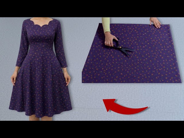 ✂️ Only 2 Cuts – Beautiful Dress in 1 Hour | 😱 No Pattern! Stunning Dress Anyone Can Sew
