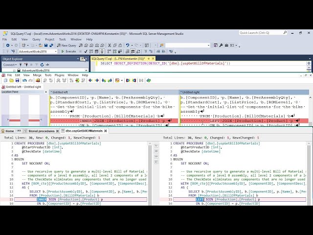 How to Compare Two Stored Procedures in Two Different SQL Server Databases?