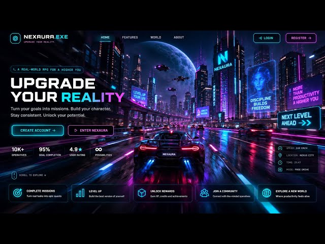 Nexaura.exe: Upgrade Your Reality | Cyberpunk Productivity RPG