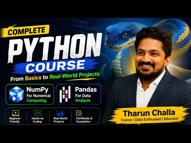 Python NumPy Pandas Full Course | Python for Data Analysis| Complete Tutorial #python #sql #freshers