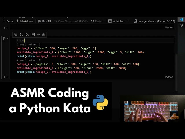 ASMR Coding in Python about cakes and recipes | keyboard typing | soft-spoken