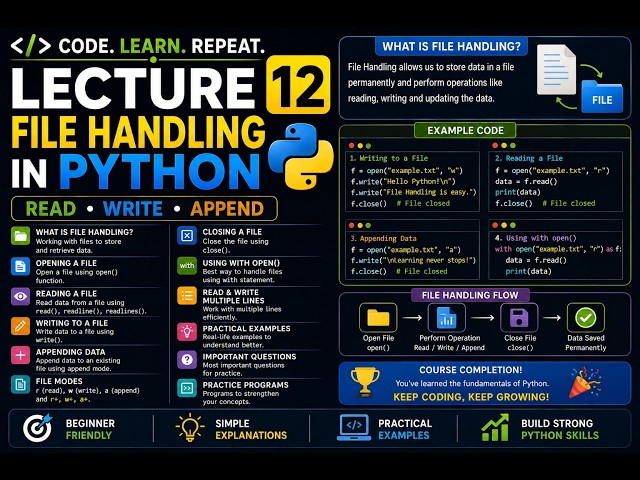 LECTURE 12 – FILE HANDLING IN PYTHON