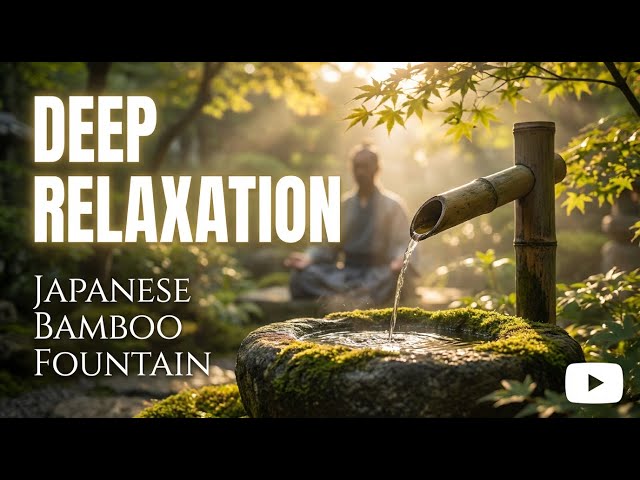 Tranquil Zen Stream Flow Bamboo Fountain and Candle Glow for Deep Sleep Relaxation Meditation