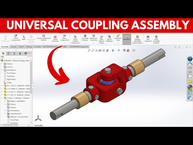 Universal Coupling – Complete SolidWorks Project | All Parts + Assembly + Exploded View