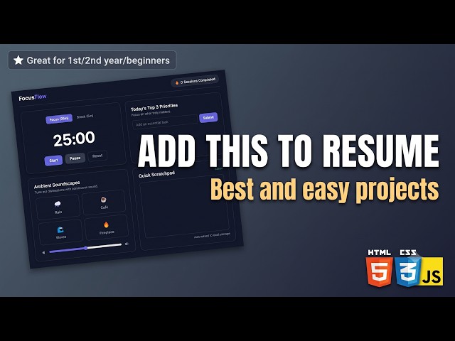 Frontend Project Idea: Building a Deep Work & Study Dashboard(FocusFlow) | sourcecode in description