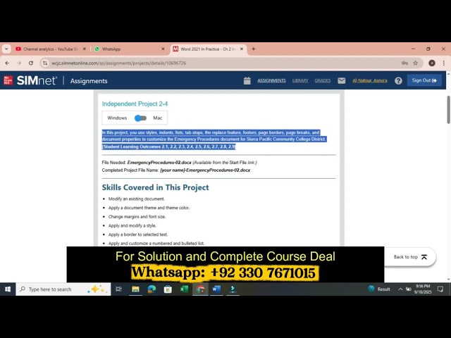 Word 2021 Chapter 2 Independent Project 2-4 | In Practice | SIMnet | Step-by-Step Tutorial