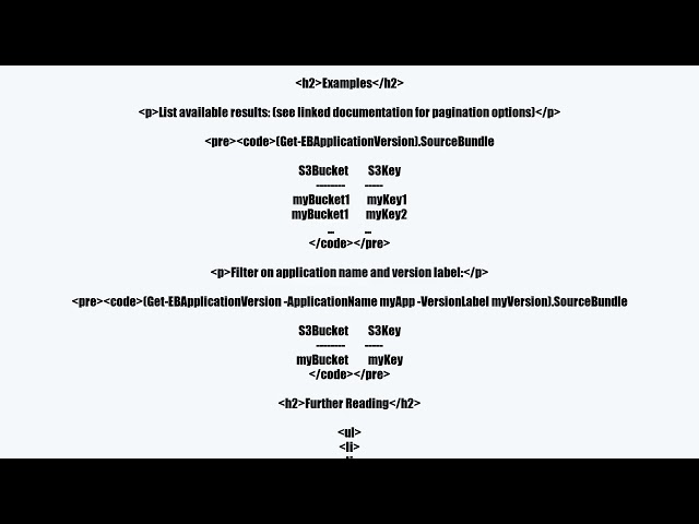 AWS PowerShell to retrieve the Bucket name and S3 key of source bundle of Elastic Beanstalk Environm