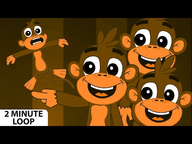 🐒 Five Little Monkeys Jumping on the Bed 🎶 [3 MIN LOOP REMIX] Sound Variations Rhymes & Kids Songs