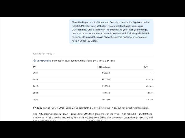 USAspending MCP Demo: Live Federal Contract Data