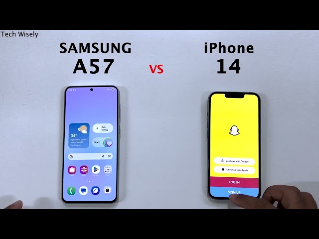 SAMSUNG A57 vs iPhone 14 - Speed Test