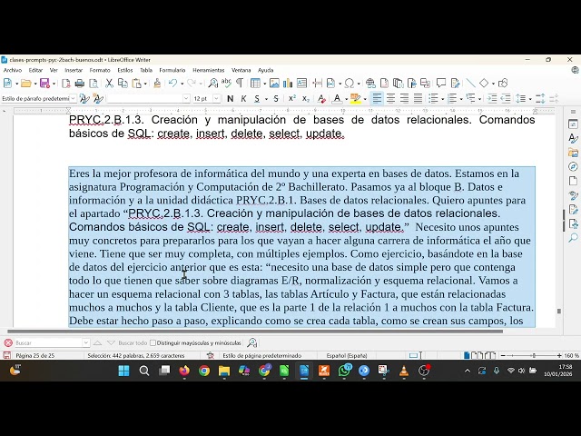 SQL SELECT UPDATE DELETE  Creación de prompts ChatGPT Plus PYC2BACH IES Monterroso AIDARAC
