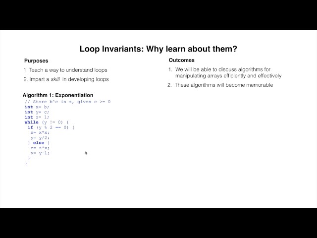 LOOP01. Why use loop invariants?