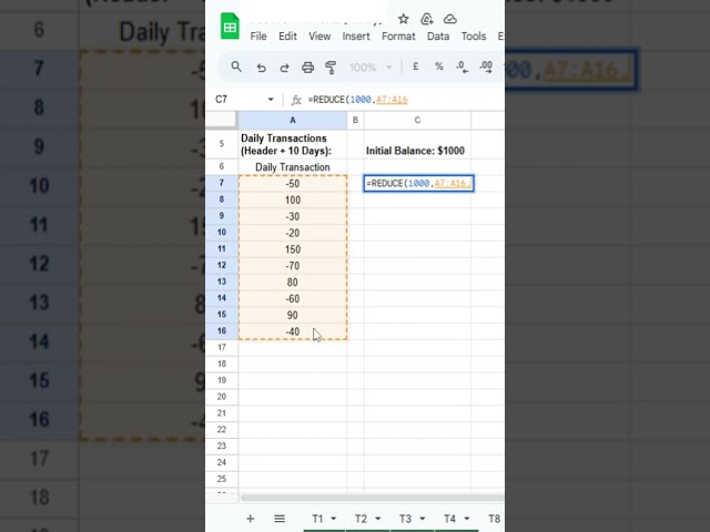 How to Use REDUCE & LAMBDA function in Google sheet