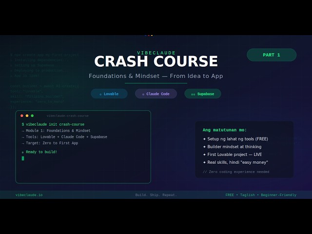 AI App Builder for Beginners — Lovable + Claude Code + Supabase | Tagalog Tutorial PART 1