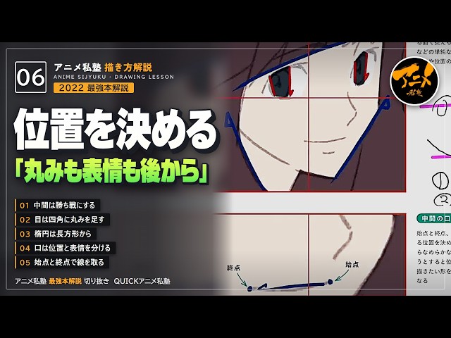 Place the Eyes and Mouth with Straight Lines First【Anime Sijyuku Highlights / Drawing Lesson】