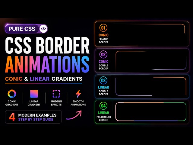 CSS Border Animation | 4 Modern Conic & Linear Gradient Effects