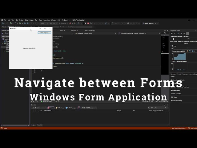 How o Navigate Between Forms  in C# WinForms (.NET 10) | Form1 to Form2 Tutorial