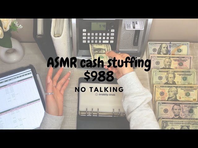 ASMR cash envelope stuffing | $988 | no talking | 24yo budgets