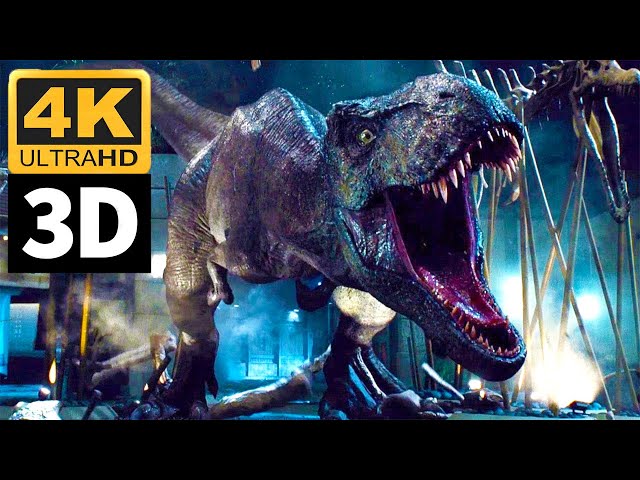 Jurassic World 3D - T-Rex Fight Scene (4K 3D SBS 60fps)