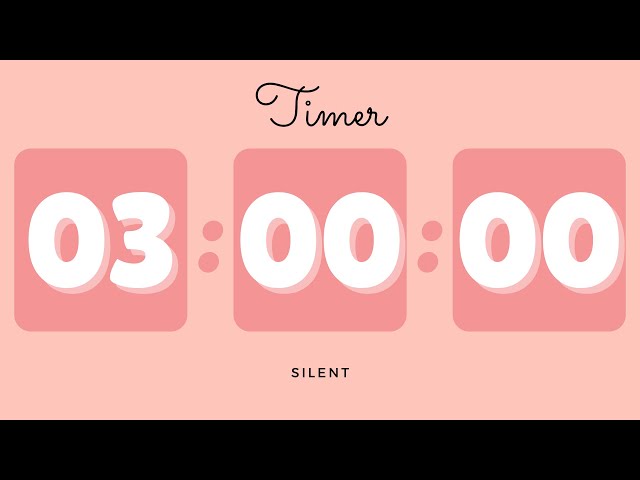 🌺 3 Hours Silent Timer with Cute Ending Alarm | Pastel Red Timer