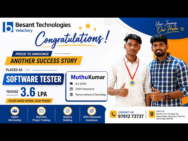 Software Testing Course in  Chennai | Muthukumar 3.6LPA | How he Crack | Best IT Training in Chennai