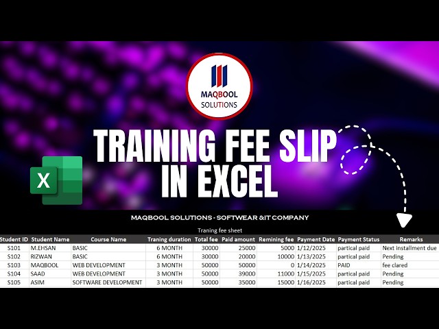 Easy & Professional Fee Slip for Training