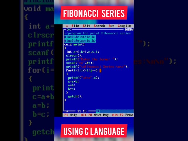 Fibonacci Series using C Language |#programming | #coding