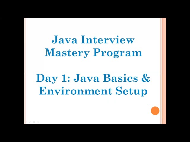 Java Training Day 1 - Java Basics & Environment Setup