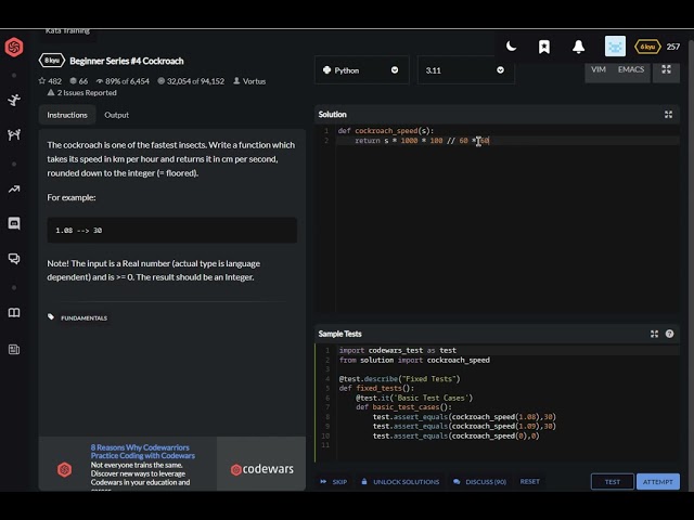 codewars python Beginner Series #4 Cockroach